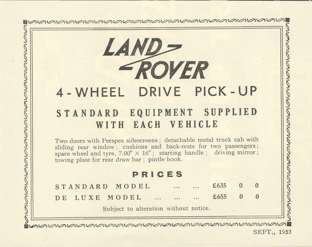 the Land Rover 4wheel drive pickup truck